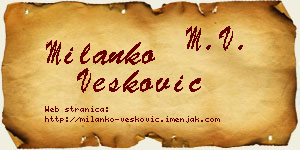 Milanko Vesković vizit kartica